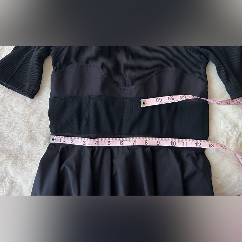Alexander Wang Fit and Flare Ribbed Poplin Mock-neck Corset Dress 2 in Black - Picture 7 of 11